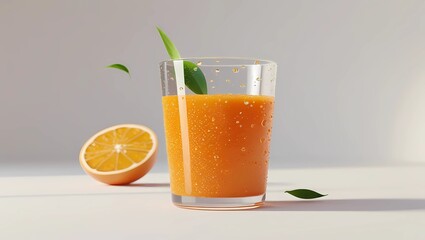 3D Illustration of Fresh Fruit Juice Glass Isolated