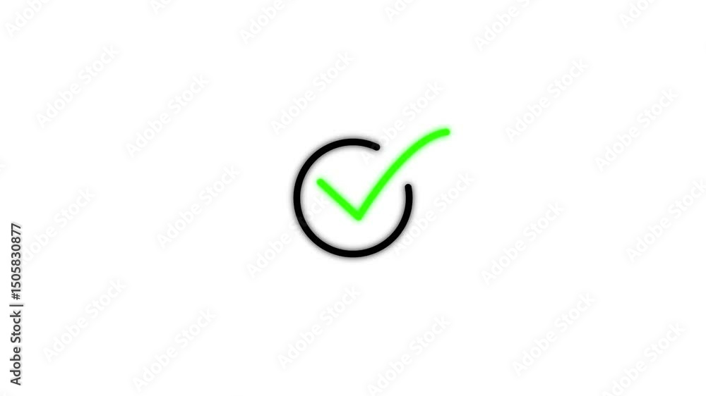 Poster abstract check mark icon animation. ok ,done, completed check mark icon .animation of check mark ico
