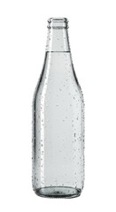 Realistic Photo of a Transparent Glass Bottle Isolated on Black Background