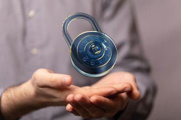Image of a digital lock, symbolizing data security and online protection. Perfect for cybersecurity...