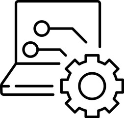 Laptop Repair Outline Symbol for Graphic and Web Design, Apps, Adverts, Various Cards