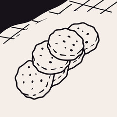 Stack of Four Simple Line Art Cookies