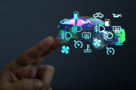 Interactive car dashboard showing key maintenance indicators.  Perfect for automotive blogs and repair services. - Powered by Adobe