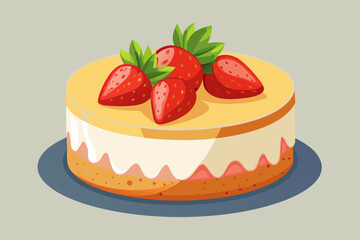 Delicious strawberry cake dessert illustration