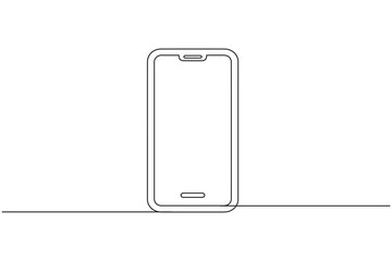 Smart phone continuous one line drawing minimalist outline vector