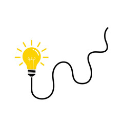 Vector art of Light bulb with wire isolated on white background representing idea, energy, and innovation in a simple and modern design for creative solutions