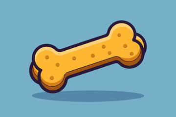 Single dog biscuit bone treat cartoon illustration