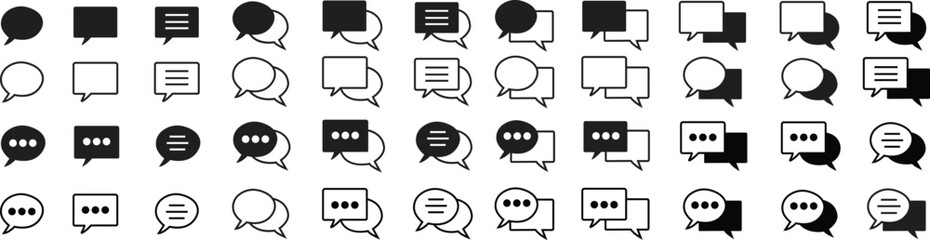 Chat message box logo collection. Speech Bubble set. Talk bubble. Blank empty vector bubbles. Speak bubble text, chatting. flat and line style