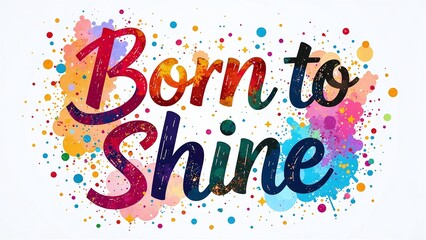 Fototapeta premium Vibrant inspirational quote Born to Shine colorful paint splatter background motivational phrase for marketing campaigns social media posts advertising slogans and branding materials with copy