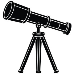 Astronomy Telescope Icon in Black Silhouette