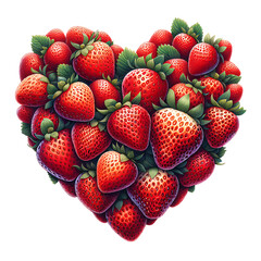 Sweet summer fruits strawberries heart object isolated on white background