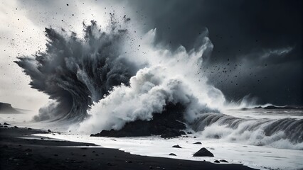 Ocean Wave Explosion A Generated AI Masterpiece of Nature's Fury