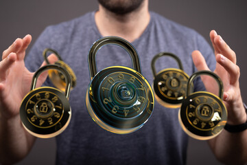 High-quality image of combination locks, symbolizing data security and protection.