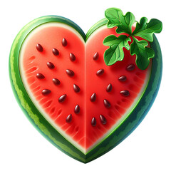 Sweet summer red watermelon heart isolated on white background