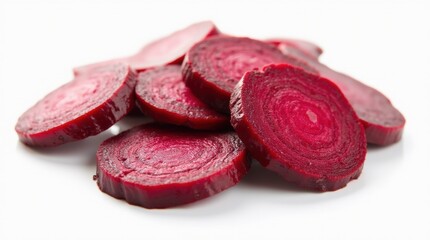 Obraz premium Red beet slices isolated on white background 