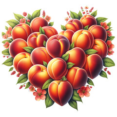 Sweet summer apricots fruit heart isolated on white background