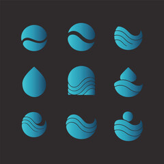 Collection of Blue Water and Wave Logos