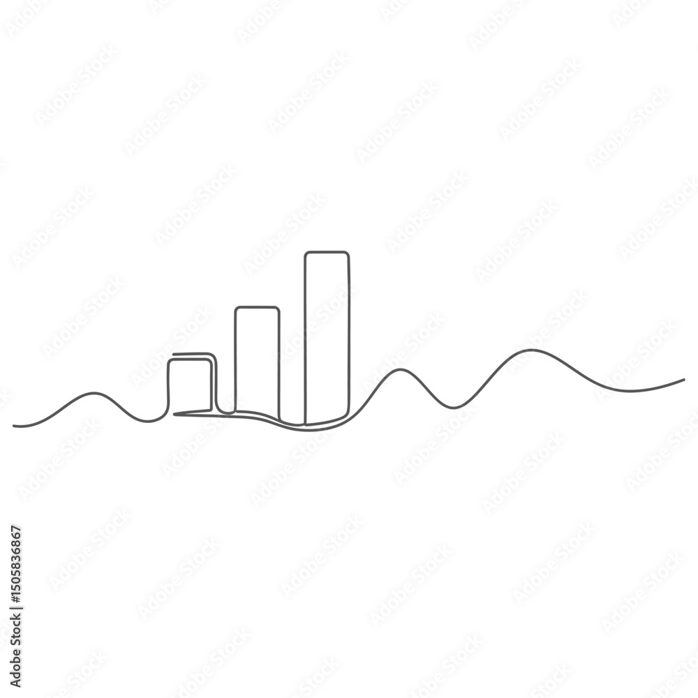 Aufkleber vector art of minimalist continuous line drawing of a bar graph isolated on white background, repres