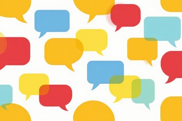 Seamless repeating pattern of colorful speech bubbles on white background , simple, bubbles