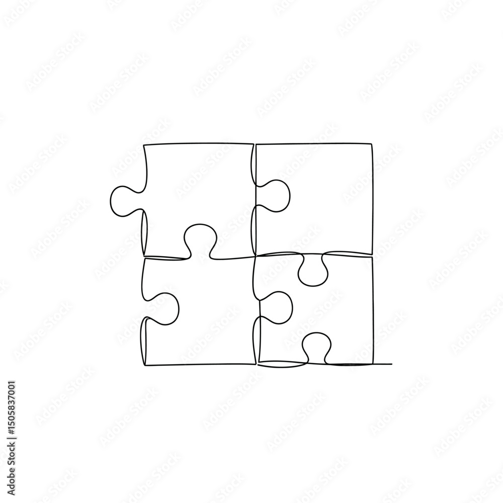 Aufkleber vector art of four jigsaw puzzle pieces connected together isolated on white background, forming a s