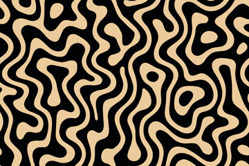 Seamless black beige abstract contour fluid shapes background