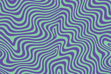 Seamless mint purple wavy psychedelic line abstract pattern