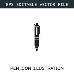 Pen Icon Logo Vector Image in Black and White for Stationery Branding and Graphic Design

