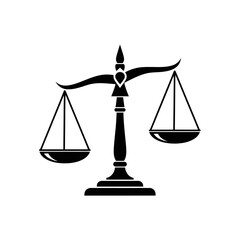 Vector art of Scales of justice isolated on white background representing law, balance, and fairness in legal proceedings and the court system