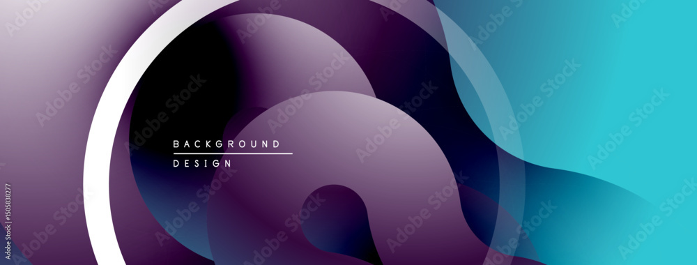 Poster abstract fluid shapes, purple, blue gradients. modern design element, smooth curves, dynamic composi