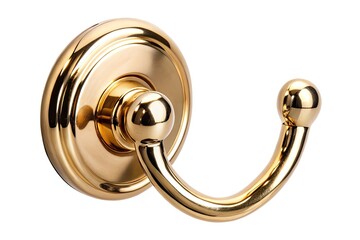 Obraz premium Elegant Gold Towel Hook Isolated on White