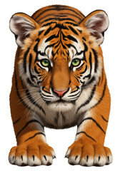 Fototapeta premium Realistic Portrait of a Striped Tiger Wild Animal Transparent Background