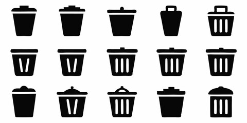 Open trash can icon waste disposal graphic