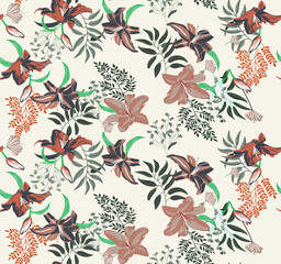 Vector Seamless big floral pattern for wallpaper,Nightwear dresses