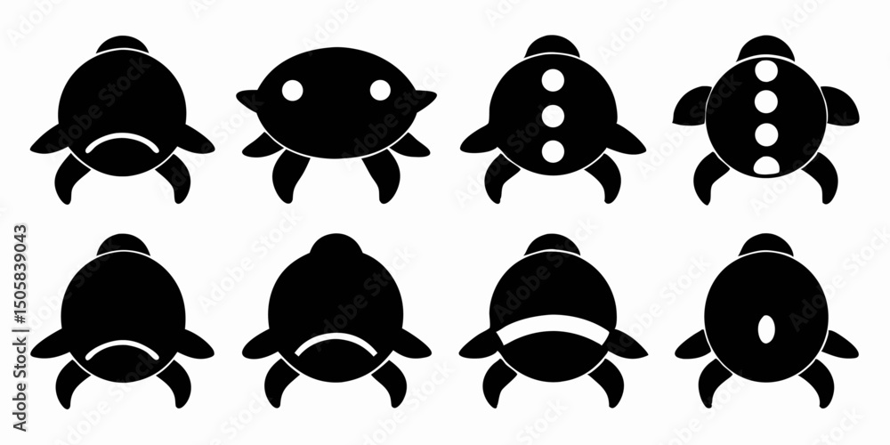 Poster sea turtle shell icon colorful isolated design