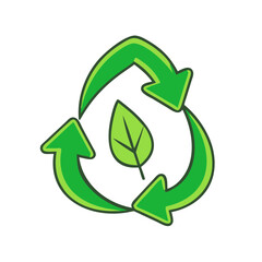 Fototapeta premium Green leaf recycling symbol, for eco-friendly design