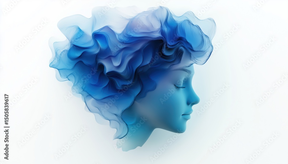 Poster Smooth Gradual Blurring In Abstract Blue With Gradient Radial Blur, A Serene Depiction Of Soft Focus And Gentle Hues Blending Harmoniously.