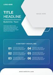 Corporate professional flyer with mirror style in blue