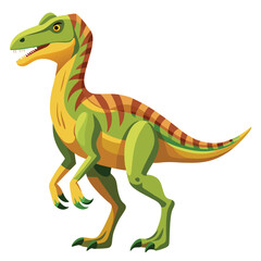 Fototapeta premium Cartoon illustration of a colorful raptor dinosaur isolated on a white background