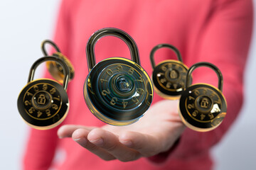 Secure your data with strong passwords and encryption. Cybersecurity concept.