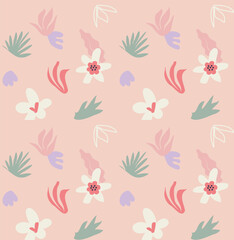 Seamless Pastel Floral Pattern – Modern Botanical Design for Fabric & Wallpaper