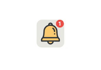 Ringing Bell Notification Icon Alert with New Message Number Illustration