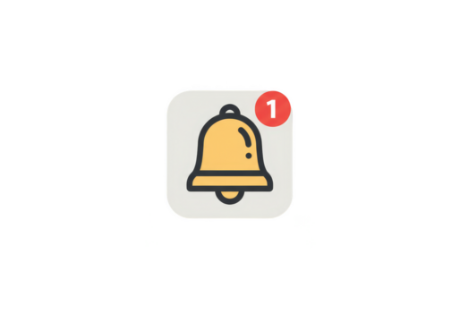 Ringing Bell Notification Icon Alert with New Message Number Illustration