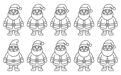 Cute Santa Claus Character Set for Christmas Party Invitations