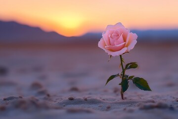 roses plant growing on desert landscape illustration