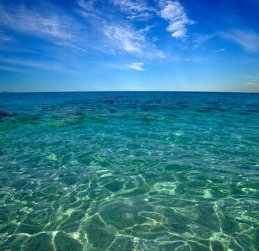 Blue sea water surface