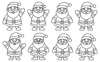 Cute Santa Claus Illustration Set for Christmas Cards and Decorations