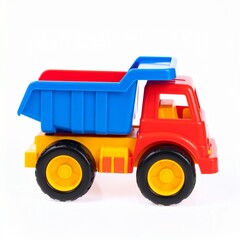 Toy dump truck isolated on white background