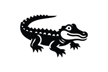 alligator vector silhouette isolated in white background	