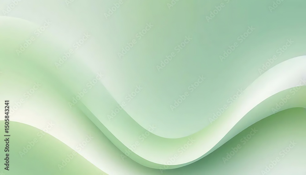 Poster serene flowing waves of soft green and white create a tranquil abstract background art piece.