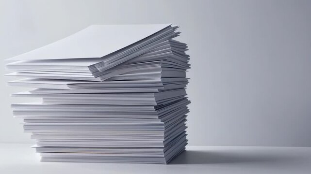 Growing stack of paper sheets illustrating increasing office workload and paper usage